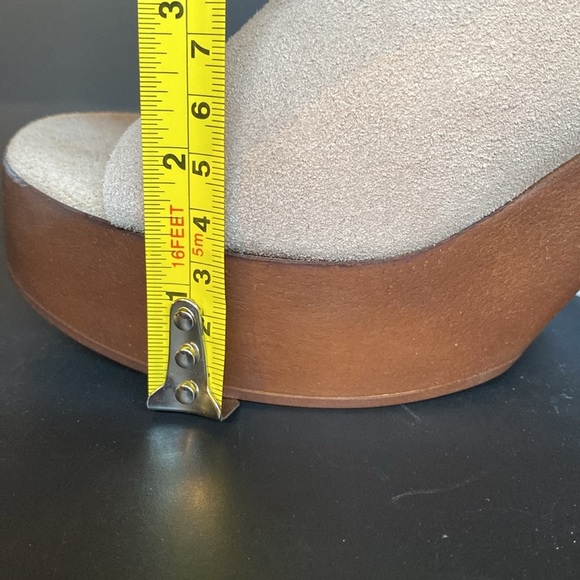 NWT BIONATURA Made In Italy Leather Suede Platform Clog Sandals Heels Tan 8 39 - Picture 6 of 11